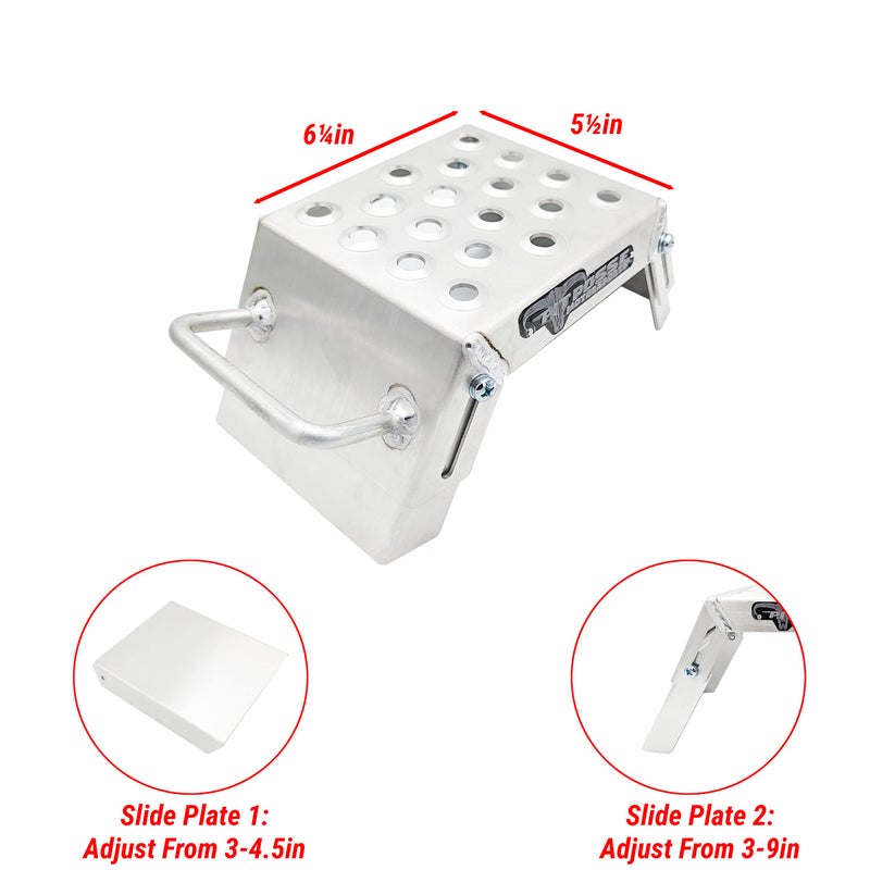 Pit Posse PP2739 Mini Moto Starting Block Aid Pair for Youth Riders - Made in USA - MX Offroad Motorcycle Step Block Risers - Adjustable 3-9"- Grated for Muddy Boots - Motorsport Foot Stool (Silver) - Image 2